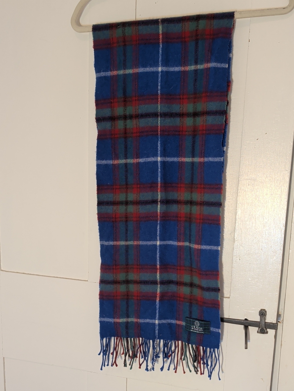Clans of Scotland Scarf 100% New Wool Blue Green Plaid Fringe Scarf Vintage